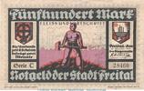DE 500 Mark Notgeld Stadt Freital , 500 Mark Schein in gbr. Müller 1575.3 , von 1922 , S -