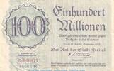 Inflation DE 100 Millionen Notgeld Stadt Freital , 100 Millionen Mark Schein in gbr. Keller 1603.e von 1923 -