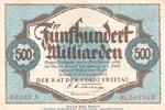 DE 500 Milliarden Notgeld Stadt Freital , 500 Milliarden Mark Schein in gbr. Keller 1603.i 1923 -