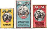 Serienscheine DE 3 Scheine kpl. Mölln Notgeld M/G 894.1 , Set mit 3 Scheinen in kfr. o.D. Schleswig Holstein -