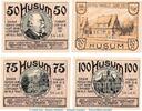 Serienscheine DE 4 Scheine kpl. Notgeld Kleinsiedlung Husum 640.1 , Set mit 4 Scheinen in kfr. von 1921 , SH -