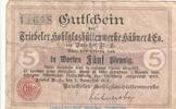 DE 5 Pf. Notgeld Hübner und Co. Triebel , 5 Pfennig Schein in gbr. Tieste 7445.05.10 -