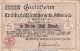 DE 5 Pf. Notgeld Hübner und Co. Triebel , 5 Pfennig Schein in gbr. Tieste 7445.05.03 -