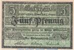 DE 5 Pf. Notgeld Stadt Wanzleben , 5 Pfennig Schein in kfr. Tieste 7710.05.10 von 1920 SA -