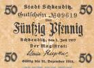 Kleingeld 1914-1922 DE 50 Pf. Notgeld Stadt Schkeuditz , 50 Pfennig Schein in kfr. Tieste 6525.05.03 von 1917 -