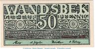 Notgeld DE 50 Pf. Notgeld Stadt Wandsbek , 50 Pfennig Schein in kfr. Tieste 7695.10.10 von 1919 SH -