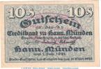 Seriennotgeld 10 Pf. Notgeld Hann. Münden 577.1.b , 10 Pfennig --mit Stempel-- in kfr. von 1921 , NDS -