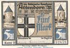 Serienscheine DE 5 Mk. Notgeld Magistrat Attendorn 51.1.b , 5 Mark -Datum + Us.- in kfr. o.D. Westfalen -