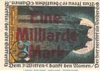 Großnotgeld Inflation 1 Milliarde Mark Notgeld Stadt Wettin , 1 Milliarde Mark -Überdruck- in kfr. Keller 5592. o.D. SA -