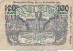 Großnotgeld Inflation 100 Mark -Überdruck- Notgeld Stadt Burg , 100 Mark -Überdruck- in gbr. Müller 720.2 von 1922 , SA -