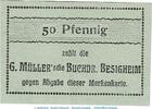 Notgeld Deutschland 50 Pfennig -dunkelgrün- Notgeld Buchdruckerei Besigheim , 50 Pfennig Schein in kfr. Tieste 0555.05.08 -