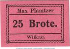 Notgeld Deutschland 25 Brote Schein Notgeld Bäckerei Max Planitzer Wilkau , 25 Brote Schein in kfr. o.D. Sachsen -