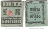 Verkehrsausgaben Notgeld DE 5 Pfennig Schein Briefmarken-Notgeld Tietz Berlin , 5 Pfennig Schein in kfr. Tieste 0460.260.01 -