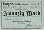 Großnotgeld 20 Mk. Dirschau , 20 Mark Notgeld Schein in kfr. Geiger 104.02.b von 1918 , Westpreusse -
