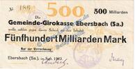 Inflation 500 Mia. Mk. Ebersbach , Banknote 500 Milliarden Mark Schein in gbr. Keller 1213.k , Sachsen -
