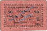 Notgeld De 50 Pf. Krumbach , Notgeld 50 Pfennig Schein in gbr. Tieste 3745.05.02 , Bayern von 1917 -