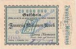 Großnotgeld 20 Mio. Harburg Niemeyer , Banknote 20 Millionen Mark Schein in L-gbr. Keller 2208.d NDS -