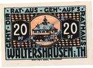 Notgeld DE 20 Pf. Waltershausen , Notgeld 20 Pfennig Schein in kfr. M-G 1374.1 , Thüringen 1921 -