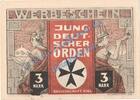 Notgeld De 3 Mk. Kiel , Notgeld 3 Mark -Jungdeutscher Orden- in kfr. M-G 694.1 , Schleswig -