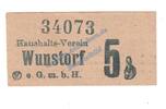 Notgeld De 5 Pf. Wunstorf , Notgeld 5 Pfennig -Haushalts-Verein- in kfr. Tieste 8145.05.02 , NDS -