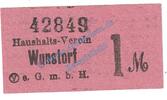 Notgeld De 1 Mk. Wunstorf , Notgeld 1 Mark -Haushalts-Verein- in kfr. Tieste 8145.05.08 , NDS -