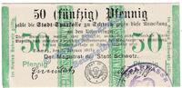 Notgeld De 50 Pf. Schwetz , Notgeld 50 Pfennig Schein in kfr. Tieste 6800.05... Westpreussen 1917 -