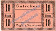 Kleingeld 1914-1922 DE 10 Pf. Stenschewo , Notgeld 10 Pfennig Schein in kfr. Tieste 7135.05.02 , Posen o.D. -