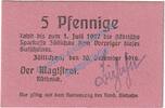 Notgeld De 5 Pf. Züllichau , Notgeld 5 Pfennig Schein in kfr. Tieste 8280.10.01 , BBG von 1916 -