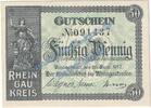 Notgeld De 50 Pf. -mit WZ- Rüdesheim , Notgeld 50 Pfennig -mit WZ- in kfr. Tieste 6280.05.07 , Hessen 1917 -