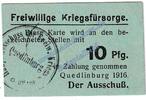 Notgeld DE 10 Pf. Quedlinburg , Notgeld 50 Pfennig -1916- in kfr. Tieste 5835.05.20 , SA -