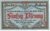 Notgeld DE 50 Pf. Geldern , Notgeld 50 Pfennig Schein in kfr. Tieste 2145.05.01 , Rheinland 1918 -