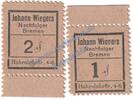 Notgeld De 2 Scheine kpl. Bremen , Notgeld Wiegers 2 Scheine in kfr. Tieste 0895.145.01-02 , NDS / HB o.D. -