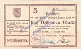 Großnotgeld Inflation De 5 Mio. Mk. Nassau-Lahn , Banknote 5 Millionen Mark Schein in L-gbr. Keller 3725.c , HE 1923 -