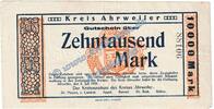 Großnotgeld Inflation De 10.000 Mk. Ahrweiler , Banknote 10.000 Mark Schein in gbr. Keller 20.a.3 , Rheinland 1923 -