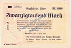 Großnotgeld Inflation De 20.000 Mk. Ahrweiler , Banknote 20.000 Mark Schein in kfr. Keller 20.a.9 , Rheinland 1923 -