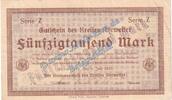 Inflation DE 50.000 Mk. Ahrweiler , Banknote 50.000 Mark Schein in gbr. Keller 20.a.22 , Rheinland 1923 -