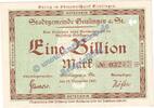 Inflation 1923 DE 1 Bio. Mk. Geislingen , Banknote 1 Billion Mark Schein in f-kfr. Keller 1693.f , WÜR. 1923 -