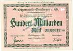Großnotgeld Inflation De 100 Mia. Mk. Geislingen , Banknote 100 Milliarden Mark Schein in L-gbr Keller 1693.d WÜR 1923 -