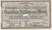 Großnotgeld Inflation De 100 Mio. Mk. Heilbronn , Banknote 100 Millionen Mark Schein in gbr. Keller 2294 WÜR von 1923 -