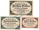 Notgeld AT 3 Scheine kpl. Kärnten , Notgeld Landeskasse Set mit 3 Scheinen in kfr. K-K 427 , Kärnten 1920 -