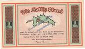 Notgeld De 1 Mk. Oland Hallig , Notgeld 1 Mark Schein -orange- in kfr. M-G 1013.1 , SH von 1921 -