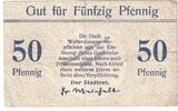 Notgeld De 50 Pf. Waltershausen , Notgeld 50 Pfennig -blau- in gbr. Tieste 7685.110.05 , Thüringen -