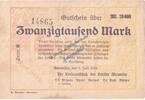Inflation DE 20.000 Mk. Ahrweiler , Banknote 20.000 Mark Schein in gbr. Keller 20.a.... Rheinland 1923 -