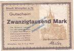 Inflation De. 20.000 Mk. Wimpfen a.N. Banknote 20.000 Mark Schein in kfr. Keller 5642.a , Hessen 1923 -