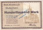 Inflation De. 100.000 Mk. Wimpfen a.N. Banknote 100.000 Mark Schein in kfr. Keller 5642.a , Hessen 1923 -