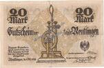 Großnotgeld De. 20 Mk. Reutlingen , Banknote 20 Mark Schein in gbr.E , Geiger 448.01 , Württemberg 1918 -
