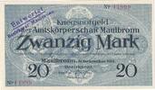 Großnotgeld De. 20 Mk. Maulbronn , Banknote 20 Mark Schein in kfr.E , Geiger 352.03 , Württemberg 1918 -
