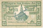 Großnotgeld De. 10 Mk. Kirchheim + Teck , Banknote 10 Mark Schein in kfr. Geiger 271.02 , BA-WÜ 1918 -