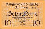 Großnotgeld De. 10 Mk. Konstanz , Banknote 10 Mark Schein in kfr.E , Geiger 292.02 , Baden von 1918 -