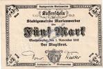 Großnotgeld De. 5 Mk. Marienwerder , Banknote 5 Mark Schein in gbr. Geiger 350.02 , Westpreussen 1918 -
